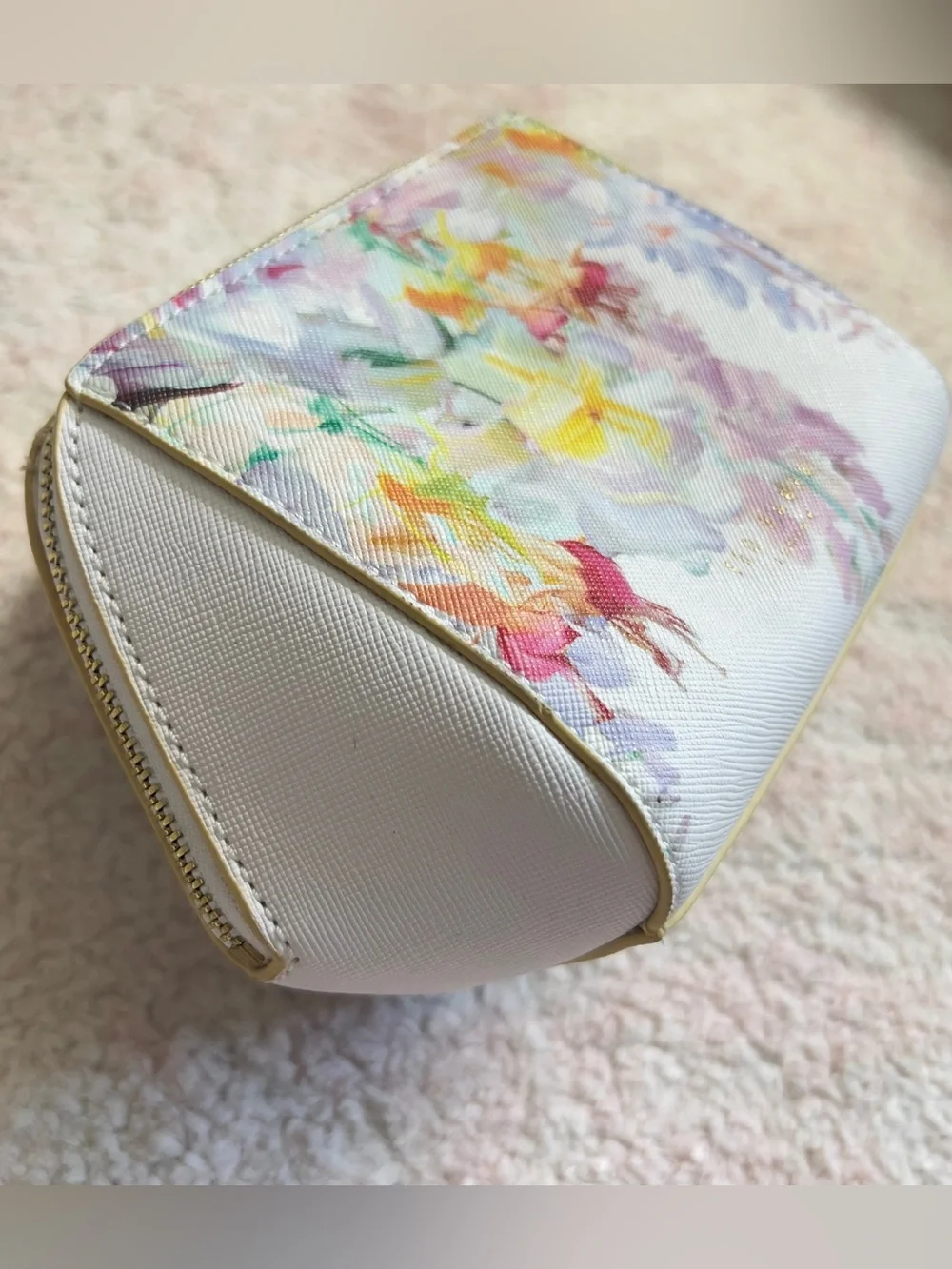 Ted Baker London White Floral Print Cosmetic Pouch
